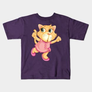 Cute cat dressed in a frock Kids T-Shirt